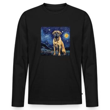 Mastiff anglais Nuit étoilée - T-shirt manches longues Premium bio Homme - noir - Devant - Nico (187cm)