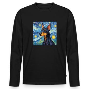 Doberman Nuit étoilée - T-shirt manches longues Premium bio Homme - noir - Devant - Nico (187cm)