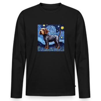 Deutsch Drahthaar Sternennacht - Männer Premium Bio Langarmshirt - Schwarz - Vorne - Nico (187cm)