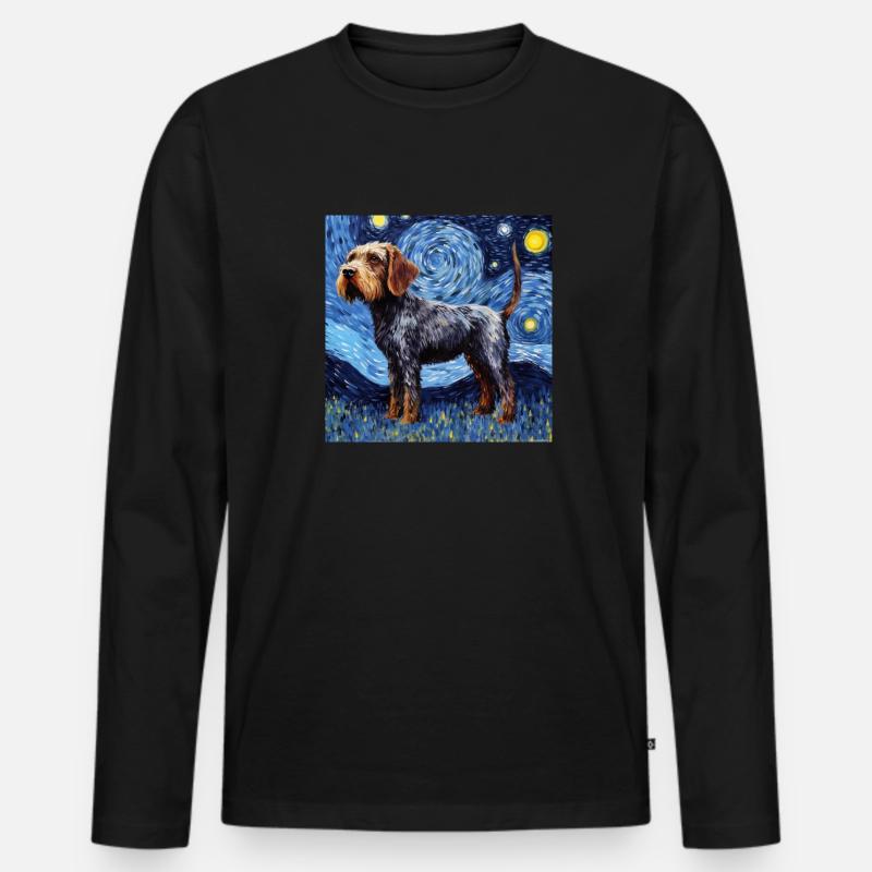 Deutsch Drahthaar Sternennacht - Männer Premium Bio Langarmshirt - Schwarz