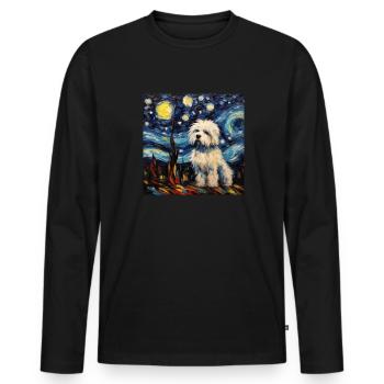 Havaneser Sternennacht - Männer Premium Bio Langarmshirt - Schwarz - Vorne - Nico (187cm)