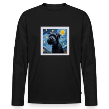 Schnauzer géant Nuit étoilée - T-shirt manches longues Premium bio Homme - noir - Devant - Nico (187cm)