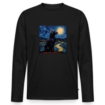 Flat Coated Retriever Sternennacht - Männer Premium Bio Langarmshirt - Schwarz - Vorne - Nico (187cm)