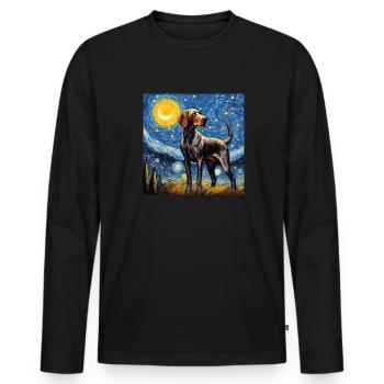 Deutsch Kurzhaar Sternennacht - Männer Premium Bio Langarmshirt - Schwarz - Vorne - Nico (187cm)
