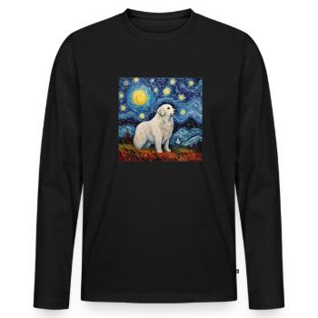 Pyrenean Mountain Dog Starry Night - Men's Premium Organic Long Sleeve Shirt - black - Front - Nico (187cm)