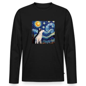 Husky Sternennacht - Männer Premium Bio Langarmshirt - Schwarz - Vorne - Nico (187cm)