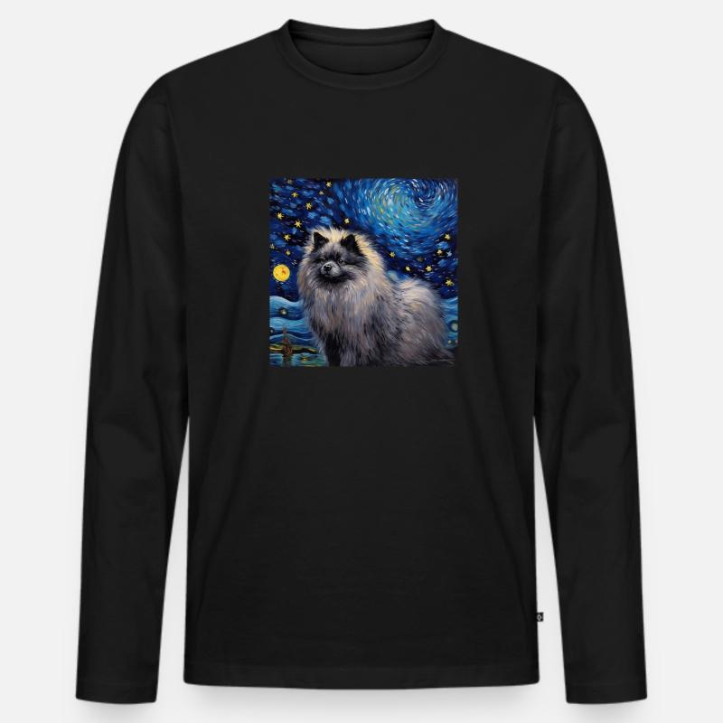 Wolfsspitz Sternennacht - Männer Premium Bio Langarmshirt - Schwarz