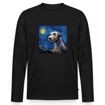Irischer Wolfshund Sternennacht - Männer Premium Bio Langarmshirt - Schwarz - Vorne - Nico (187cm)