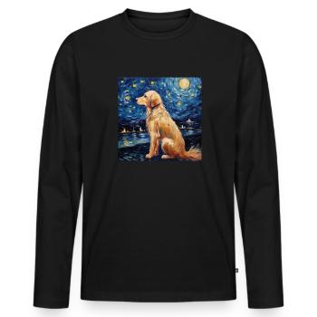 Golden Retriever Nuit étoilée - T-shirt manches longues Premium bio Homme - noir - Devant - Nico (187cm)