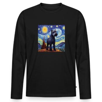Schnauzer géant Nuit étoilée - T-shirt manches longues Premium bio Homme - noir - Devant - Nico (187cm)