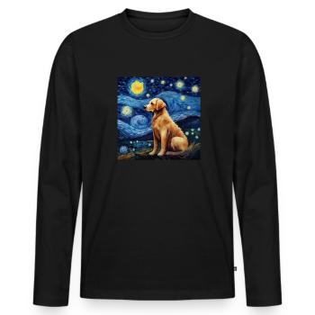 Golden Retriever Nuit étoilée - T-shirt manches longues Premium bio Homme - noir - Devant - Nico (187cm)