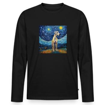 Great Dane Starry Night - Men's Premium Organic Long Sleeve Shirt - black - Front - Nico (187cm)