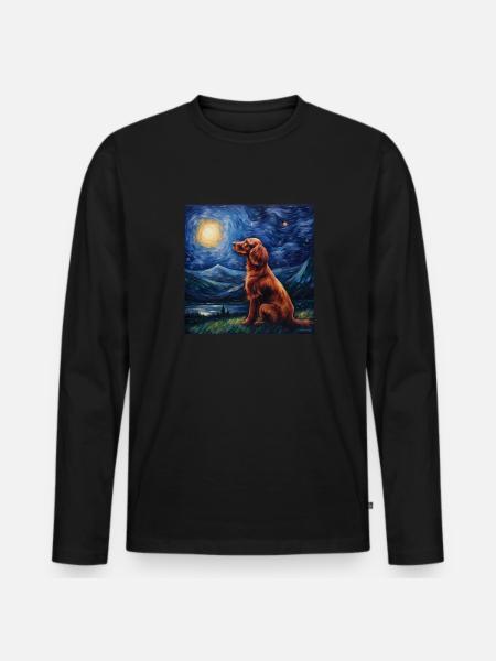Irish Red Setter Starry Night - Men's Premium Organic Long Sleeve Shirt - black
