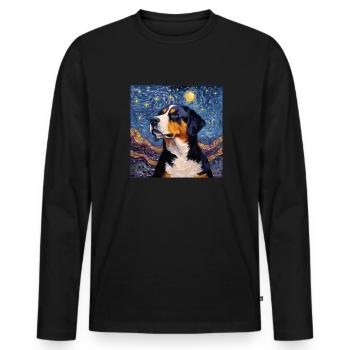 Grand Bouvier Suisse Nuit étoilée - T-shirt manches longues Premium bio Homme - noir - Devant - Nico (187cm)
