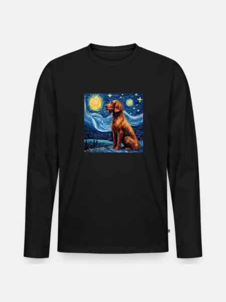 Irish Red Setter Starry Night - Men's Premium Organic Long Sleeve Shirt - black