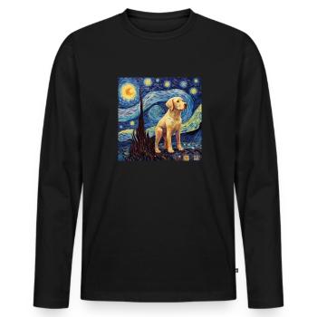 Labrador Sternennacht - Männer Premium Bio Langarmshirt - Schwarz - Vorne - Nico (187cm)