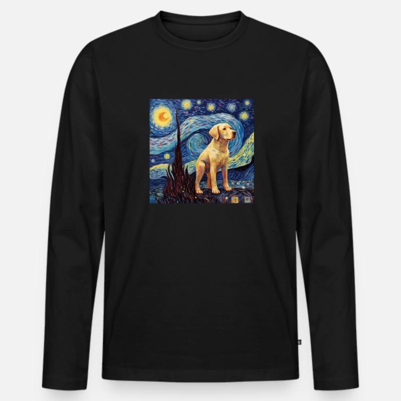 Labrador Sternennacht - Männer Premium Bio Langarmshirt - Schwarz