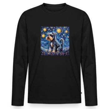 Zwergschnauzer Sternennacht - Männer Premium Bio Langarmshirt - Schwarz - Vorne - Nico (187cm)