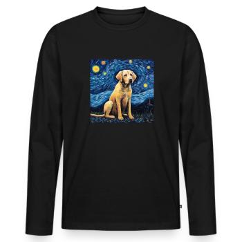 Labrador Sternennacht - Männer Premium Bio Langarmshirt - Schwarz - Vorne - Nico (187cm)