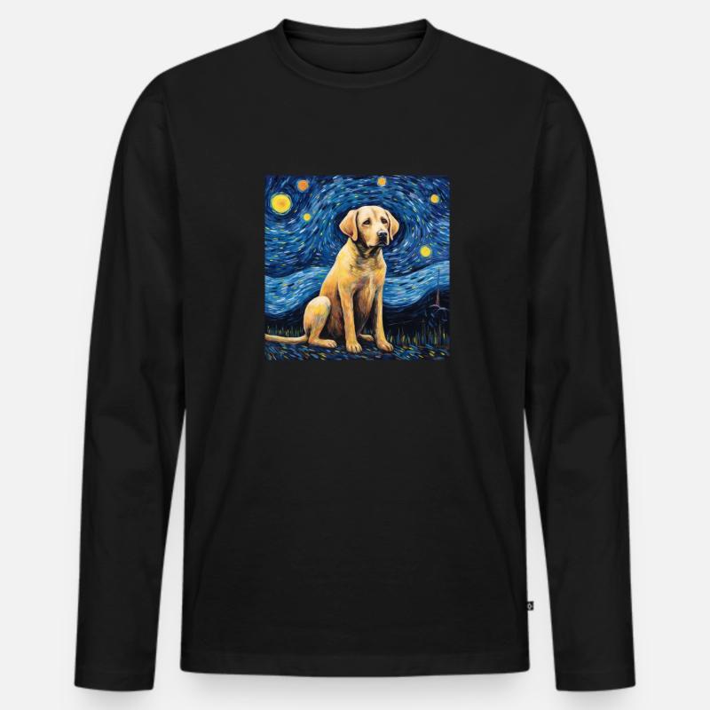 Labrador Sternennacht - Männer Premium Bio Langarmshirt - Schwarz