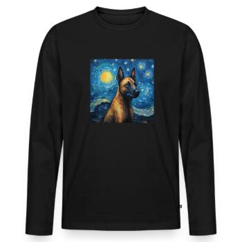 Malinois Sternennacht - Männer Premium Bio Langarmshirt - Schwarz - Vorne - Nico (187cm)