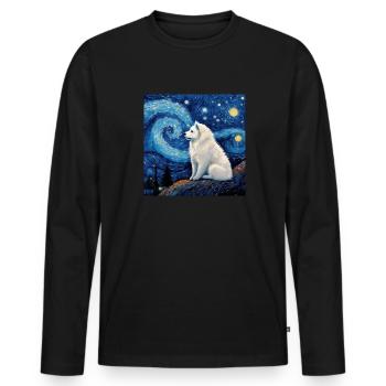 Samojede Sternennacht - Männer Premium Bio Langarmshirt - Schwarz - Vorne - Nico (187cm)