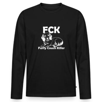 FCK - Furry Couch Killer - Blanc - T-shirt manches longues Premium bio Homme - noir - Devant - Nico (187cm)