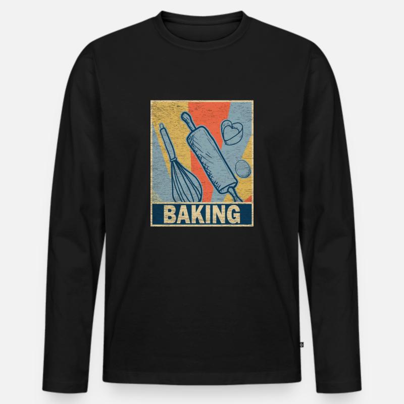 Bäcker Backen Beruf - Männer Premium Bio Langarmshirt - Schwarz