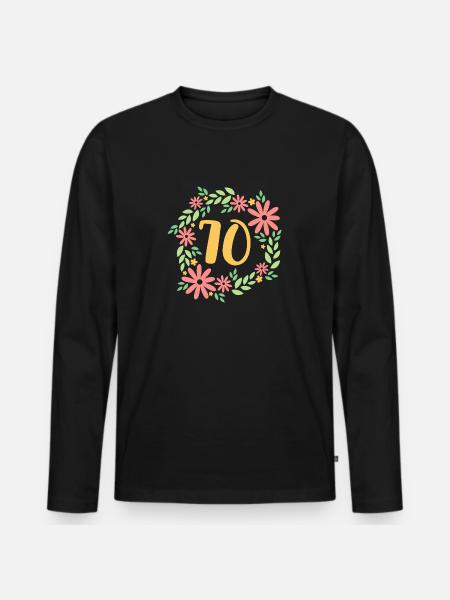 70th Birthday Gift - Men's Premium Organic Long Sleeve Shirt - black