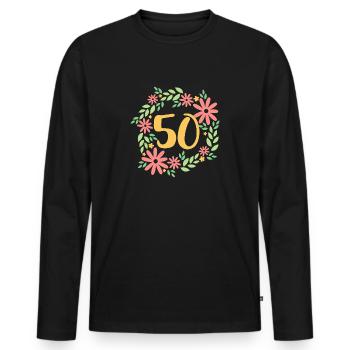 Cadeau du 50e anniversaire - T-shirt manches longues Premium bio Homme - noir - Devant - Nico (187cm)