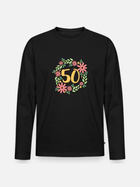 50th Birthday Gift - Men's Premium Organic Long Sleeve Shirt - black
