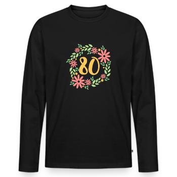 80th Birthday Gift - Men's Premium Organic Long Sleeve Shirt - black - Front - Nico (187cm)