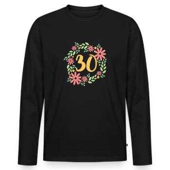Cadeau de 30e anniversaire - T-shirt manches longues Premium bio Homme - noir - Devant - Nico (187cm)