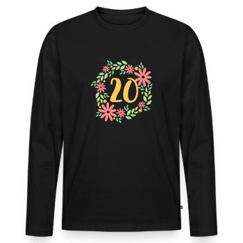 20th Birthday Gift - Men's Premium Organic Long Sleeve Shirt - black - Front - Nico (187cm)