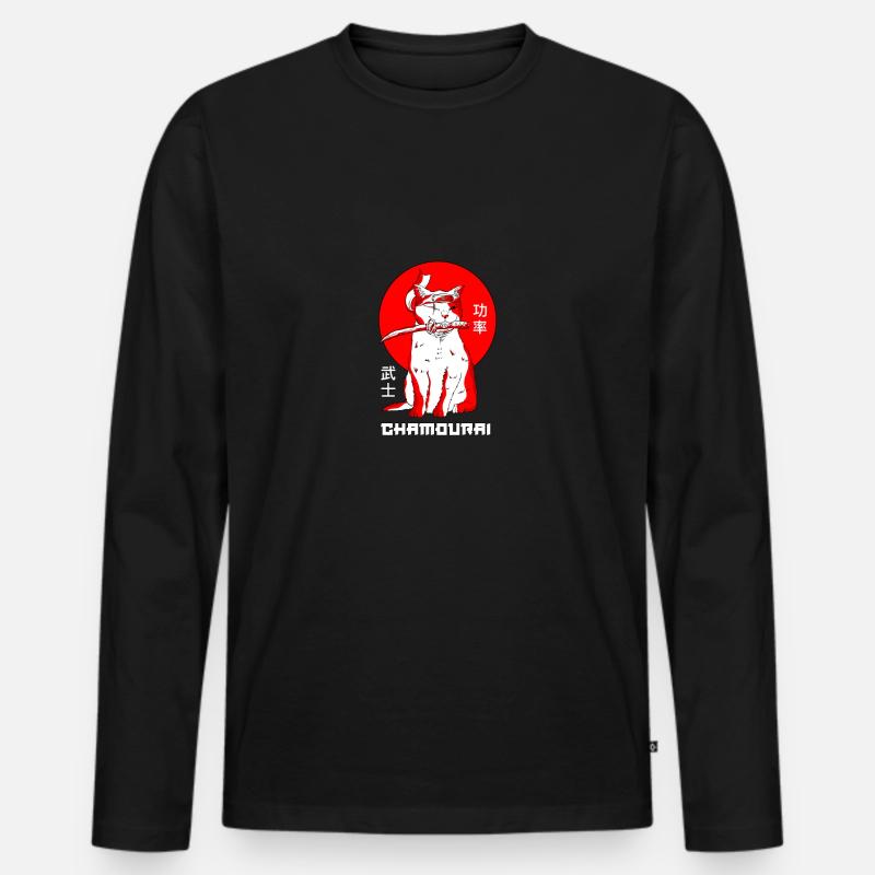 CHAMOURAI - Männer Premium Bio Langarmshirt - Schwarz