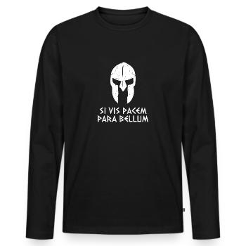 Si vis pacem para bellum Spartaner - Männer Premium Bio Langarmshirt - Schwarz - Vorne - Nico (187cm)