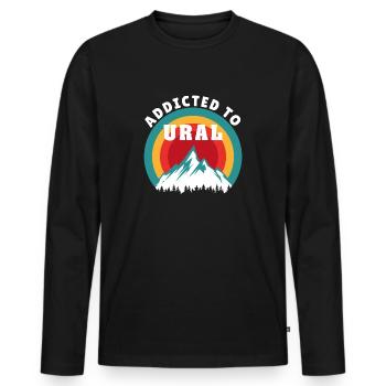 Addicted to ural travel adventure camping gift - Men's Premium Organic Long Sleeve Shirt - black - Front - Nico (187cm)