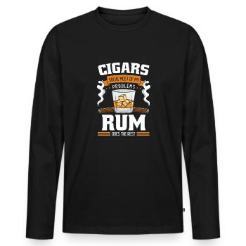 Rhum Boire alcool Fumer Fumer Profiter - T-shirt manches longues Premium bio Homme - noir - Devant - Nico (187cm)