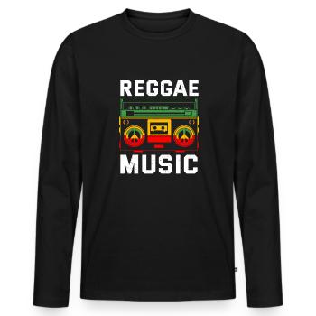 Reggae Music Musicians Radio Stereo Box - Men's Premium Organic Long Sleeve Shirt - black - Front - Nico (187cm)