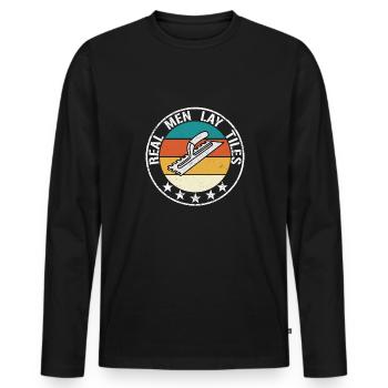 Echte Männer legen Fliesen Fliesenleger Tshirt - Männer Premium Bio Langarmshirt - Schwarz - Vorne - Nico (187cm)