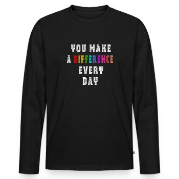 Vous faites une différence tous les jours - T-shirt manches longues Premium bio Homme - noir - Devant - Nico (187cm)