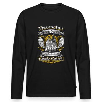 Stolzer Preuße – Heimat und Tradition durch Gott - Männer Premium Bio Langarmshirt - Schwarz - Vorne - Nico (187cm)