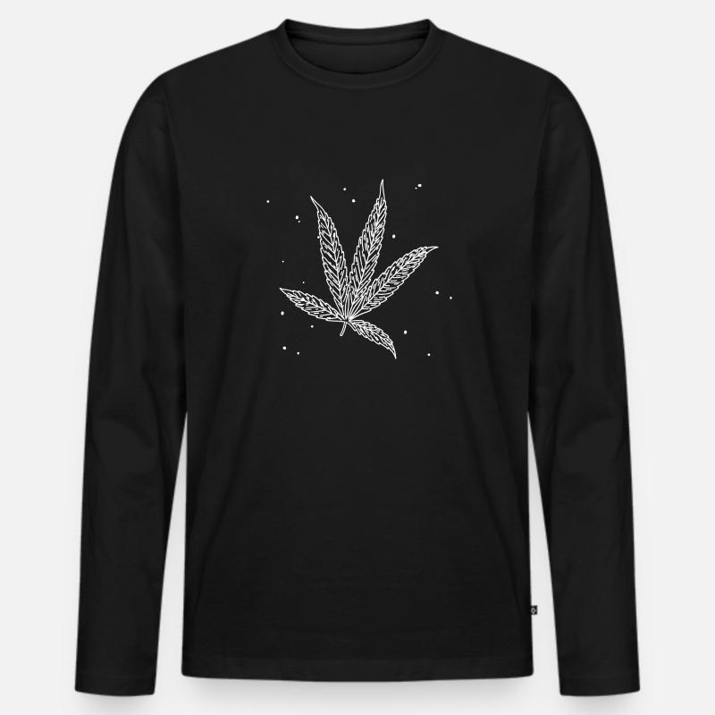 Hanf Blatt Illustration - Männer Premium Bio Langarmshirt - Schwarz
