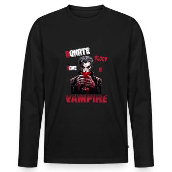 Donner du sang Sauvez une version comique vampire - T-shirt manches longues Premium bio Homme - noir - Devant - Nico (187cm)