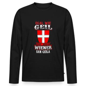 Humour viennois – Aussi génial soit-il, Vienne surpasse tout ! - T-shirt manches longues Premium bio Homme - noir - Devant - Nico (187cm)