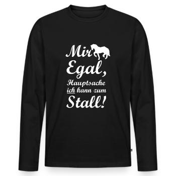 Pferd Stall Reiten - Männer Premium Bio Langarmshirt - Schwarz - Vorne - Nico (187cm)