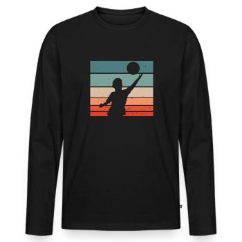 Vintage retro fistball silhouette - Men's Premium Organic Long Sleeve Shirt - black - Front - Nico (187cm)