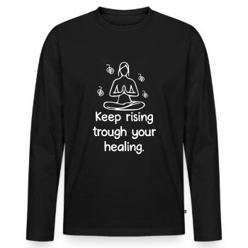 Reiki Gifts | Reiki Master Reiki Therapists - Men's Premium Organic Long Sleeve Shirt - black - Front - Nico (187cm)