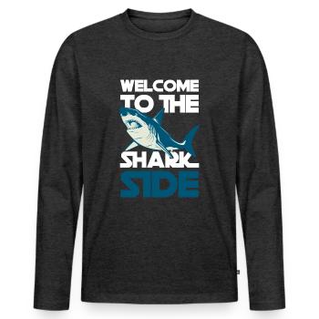 Great White Shark Angler Swimming - Men's Premium Organic Long Sleeve Shirt - heather anthracite - Front - Nico (187cm)