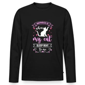 Happy Motivation Holiday Life Energy - Men's Premium Organic Long Sleeve Shirt - black - Front - Nico (187cm)